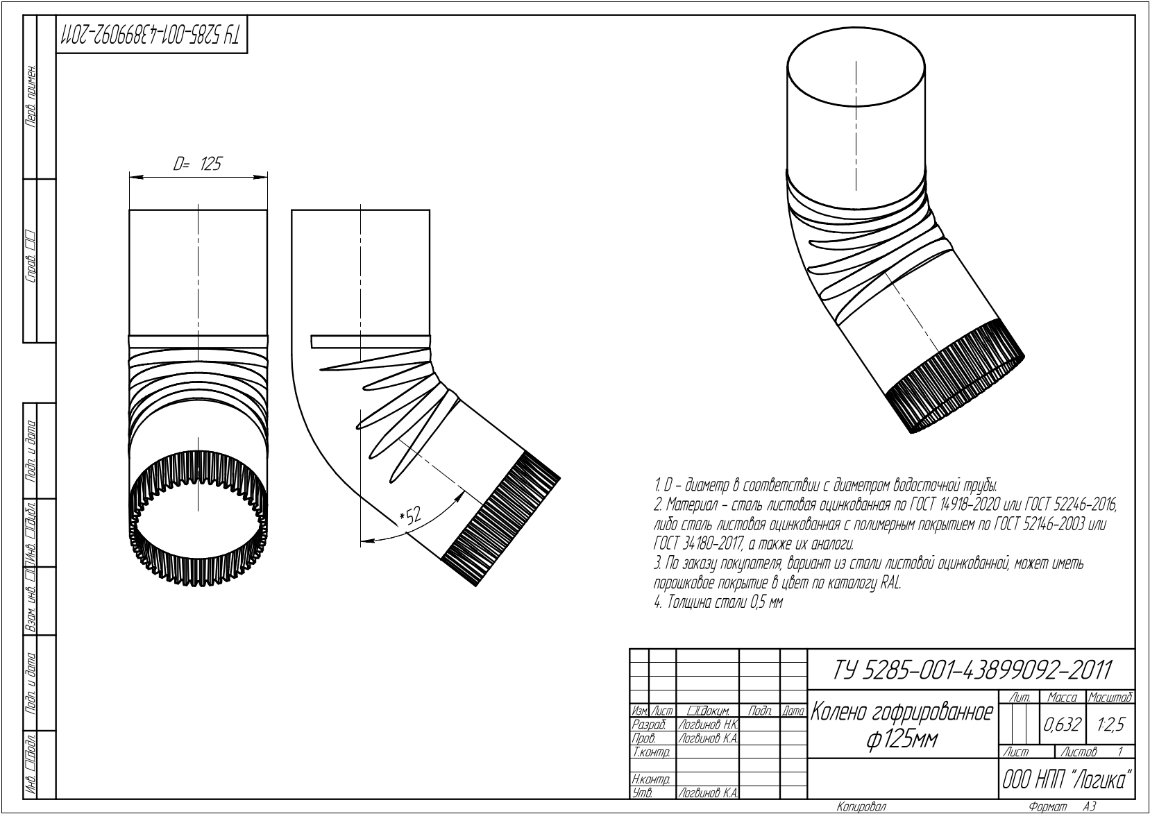 Колена гофрированные