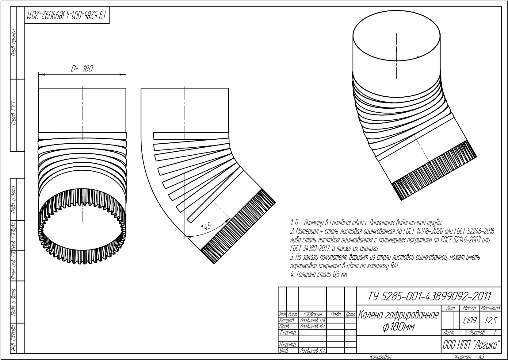 Колена гофрированные