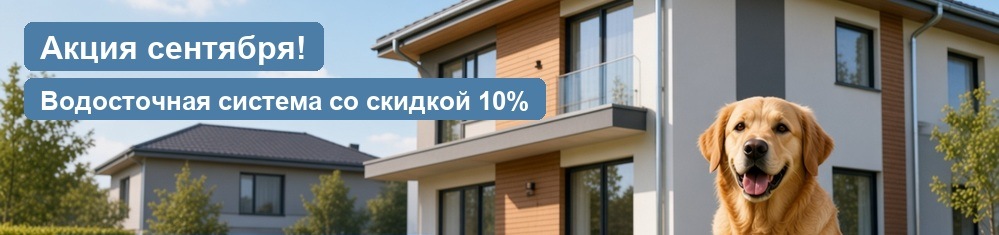 Акция сентября! Водосточная система со скидкой 10% Акция сентября! Водосточная система со скидкой 10%